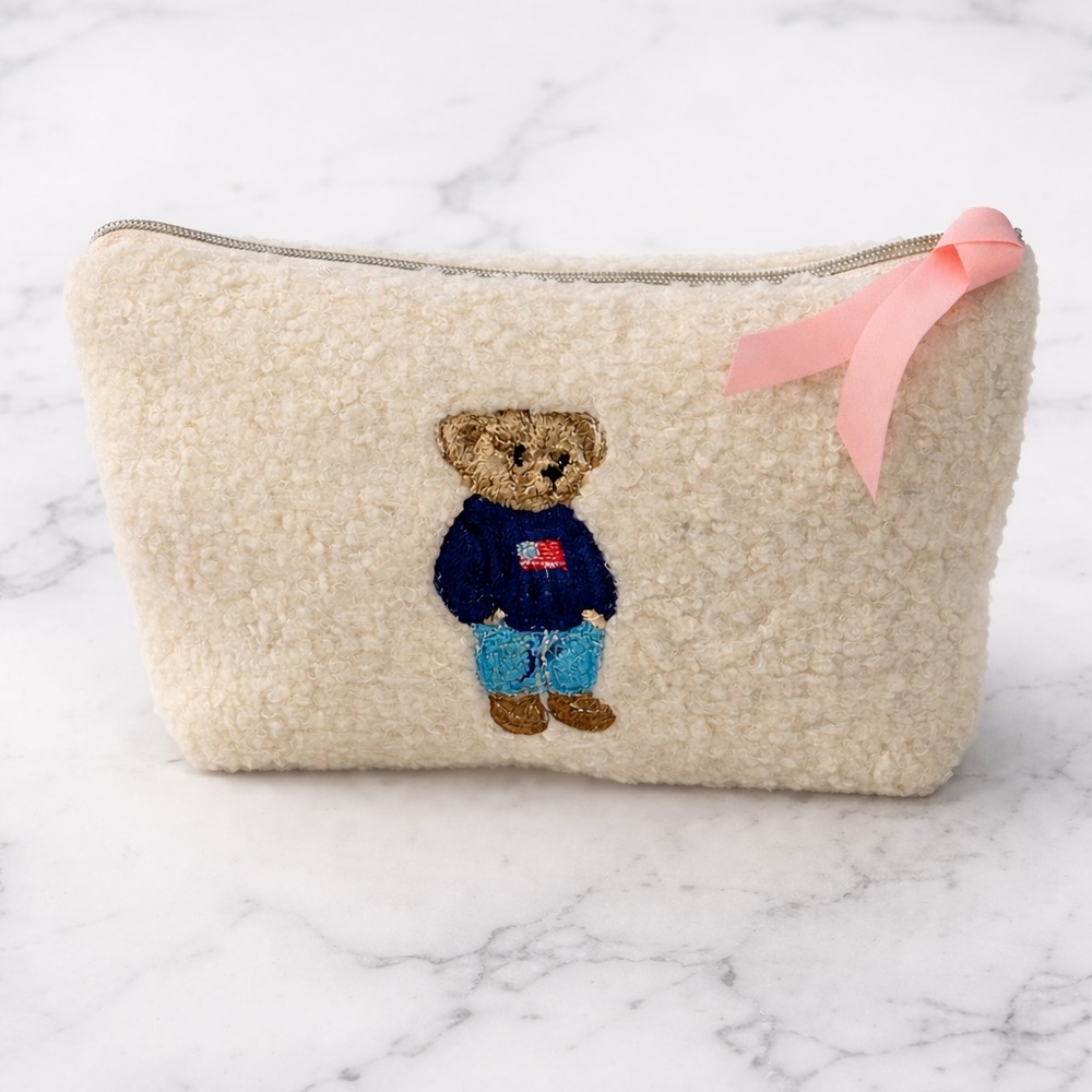 Cream Teddy Bear Kids Pouch